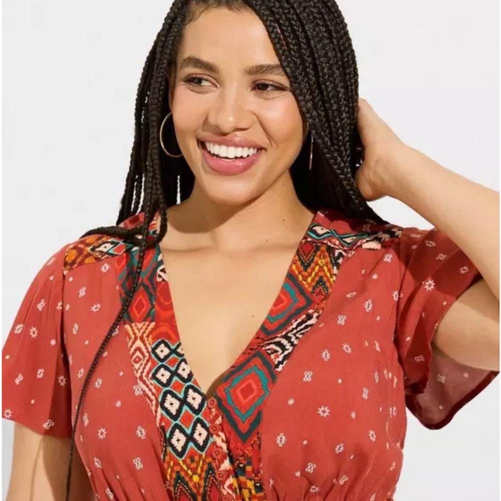 Torrid Terracotta Patterned Dress - Picture 3 of 8